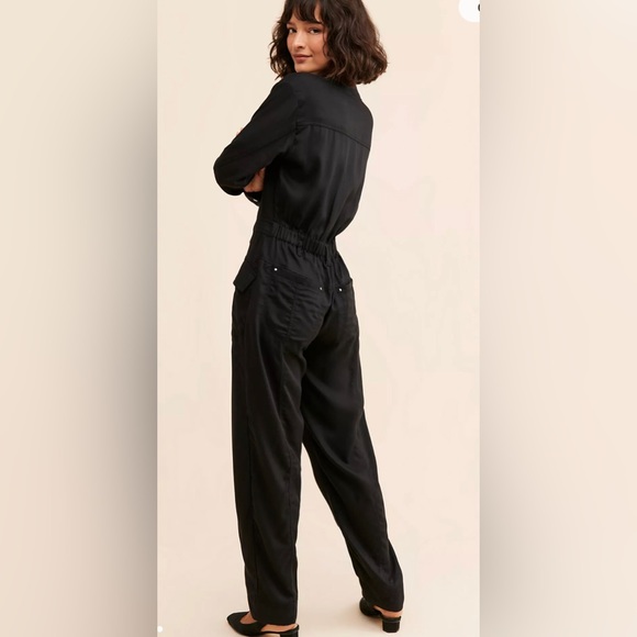 Free People Time for Me black lyocell overall jumpsuit size Medium new - Picture 8 of 16